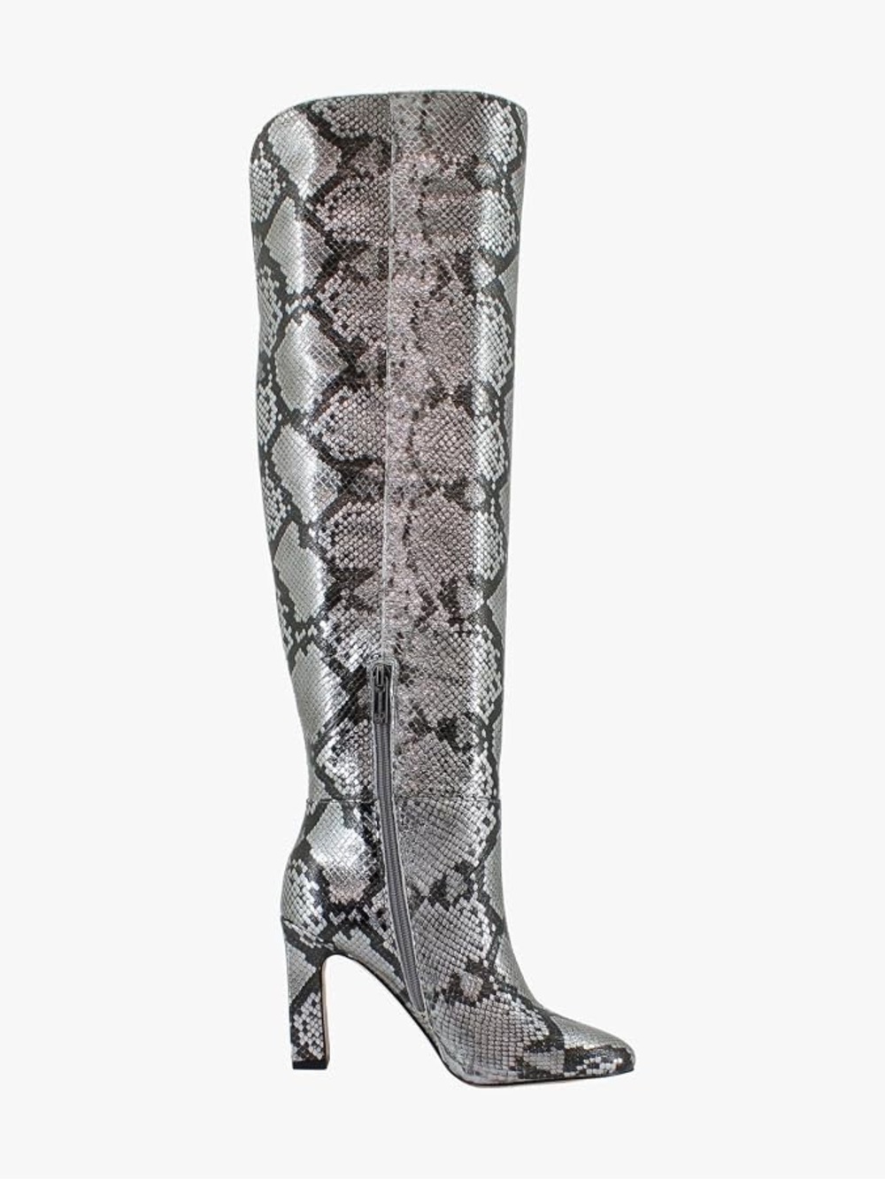 Jessica Simpson Metallic Silver Snakeskin “Mistia” Over Knee -Boots NWOB 7